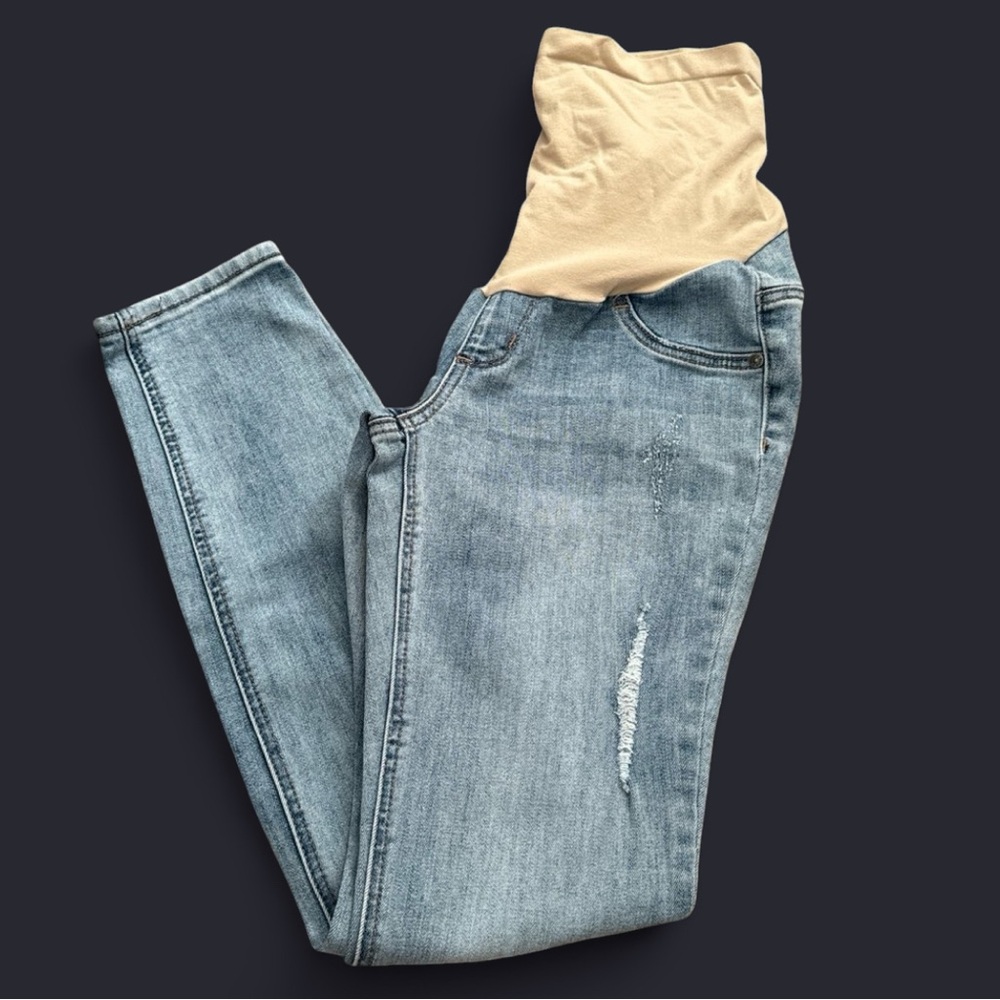 Light Wash Distressed “Secret Fit Belly” Maternity Jeans